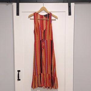 Flowy Patterened Midi with Front Tie